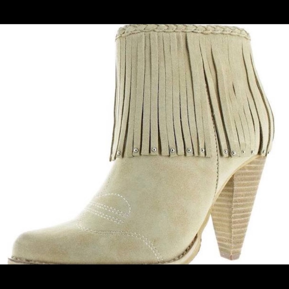 Very Volatile Fringed Suede Booties Size 8
